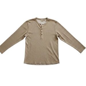 Vgt Y2k Express Mens XL Brown Waffle Knit Henley Shirt Dexter Kills Alt
